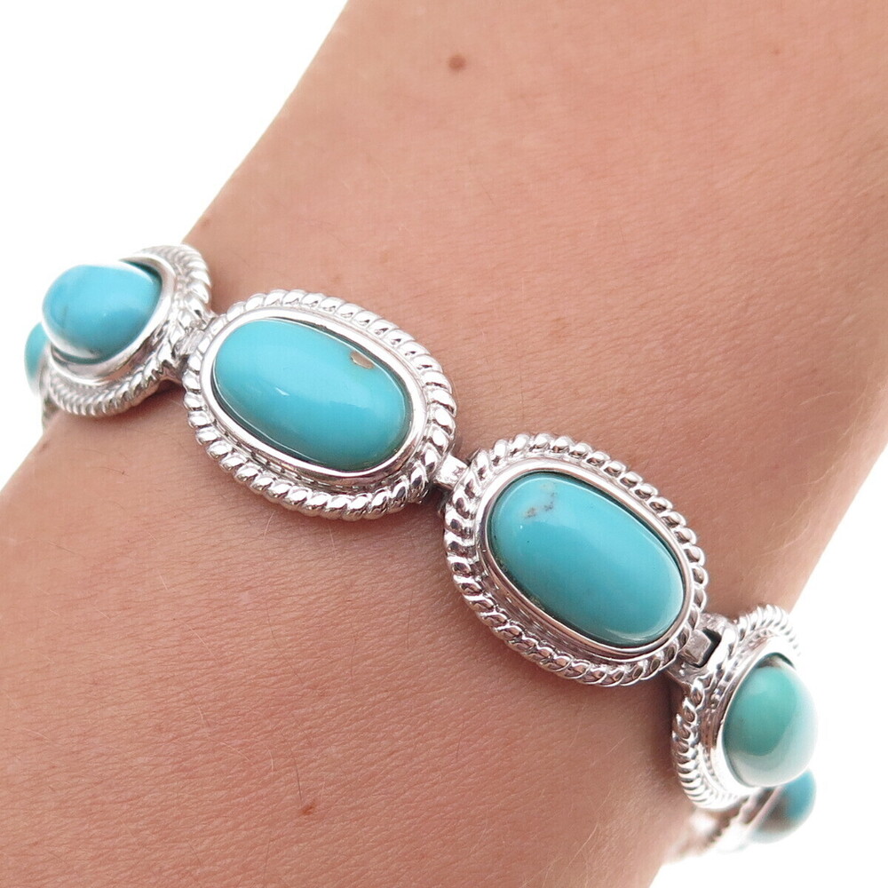 Jewelry Concepts 925 Sterling Silver Real Turquoise Bracelet 8"